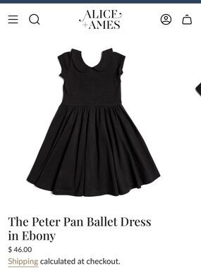 Alice + Ames Peter Pan Ballet Dress in Black 3T like new